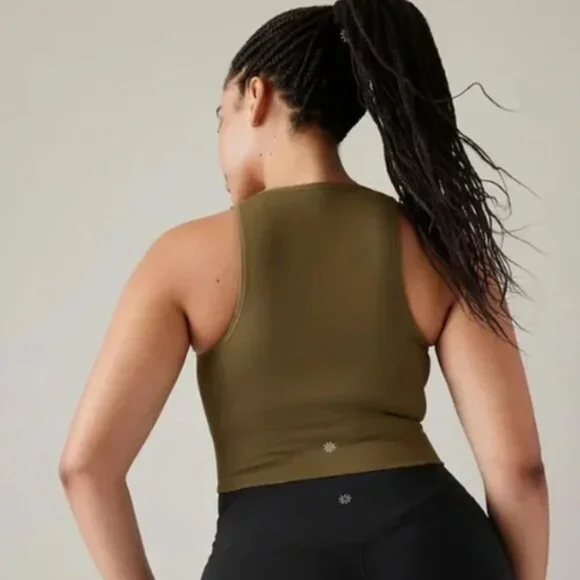 Athleta Aurora NWT crop rib tank XS olive green - Picture 2 of 10